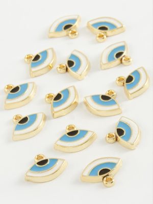 Göz Tek Kulplu Mineli Bileklik ve Kolye Ucu Aparatı 1 Adet-Açık Mavi