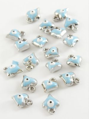 Kalp Tek Kulplu Mineli Bileklik ve Kolye Ucu Aparatı 1 Adet-Mavi