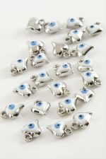 Kalp Tek Kulplu Mineli Bileklik ve Kolye Ucu Aparatı 1 Adet-Beyaz - Görsel 2