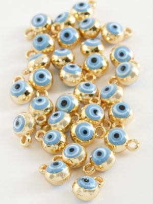 Nazar Tek Kulplu Mineli Bileklik ve Kolye Ucu Aparatı 1 Adet-Mavi