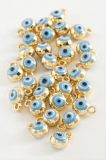 Nazar Tek Kulplu Mineli Bileklik ve Kolye Ucu Aparatı 1 Adet-Beyaz