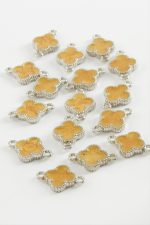 Çiçek Çift Kulplu Mineli Bileklik ve Kolye Ucu Aparatı 1 Adet-Sarı