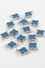 Çiçek Çift Kulplu Mineli Bileklik ve Kolye Ucu Aparatı 1 Adet-Mavi - Görsel 2