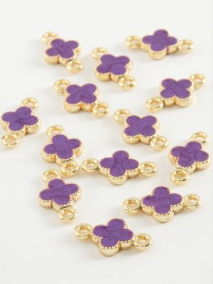 Çiçek Çift Kulplu Mineli Bileklik ve Kolye Ucu Aparatı 1 Adet-Pembe