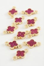 Çiçek Çift Kulplu Mineli Bileklik ve Kolye Ucu Aparatı 1 Adet-Pembe - Görsel 2