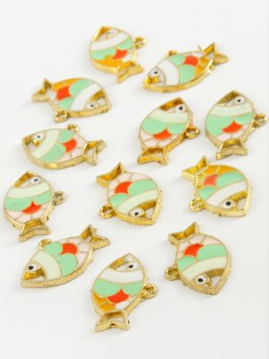 Balık Tek Kulp Mineli Bileklik ve Kolye Ucu Aparatı 1 Adet-Sarı