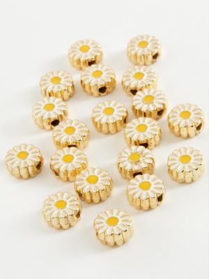 Papatya Mineli Bileklik ve Kolye Ucu Aparatı 1 Adet-Sarı