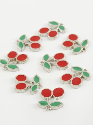 Kiraz Tek Kulplu Mineli Bileklik ve Kolye Ucu Aparatı 1 Adet-Kırmızı