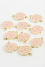 Yuvarlak Çift Kulp Mineli Bileklik ve Kolye Ucu Aparatı 1 Adet-Pembe