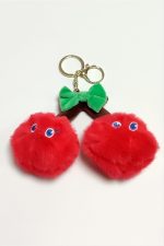 Kiraz Peluş Ayıcık Anahtarlık 1 Adet-Kırmızı