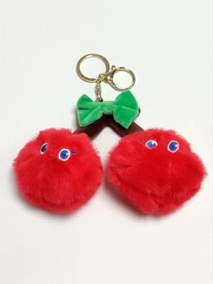 Kiraz Peluş Ayıcık Anahtarlık 1 Adet-Kırmızı