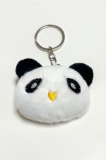 Gözlüklü Peluş Anahtarlık-Beyaz