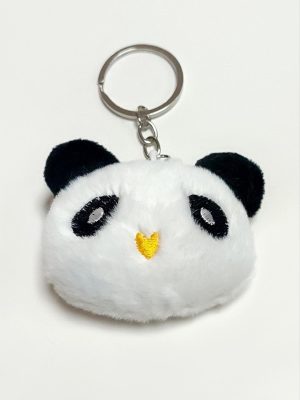 Gözlüklü Peluş Anahtarlık-Beyaz