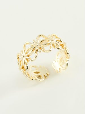 Çiçek Metal Yüzük-Gümüş Rengi