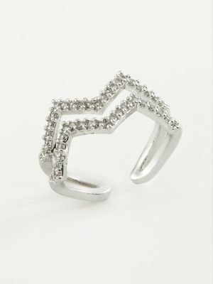 Zikzak Zirkon Taşlı Yüzük-Sarı