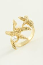 Deniz Yıldızı İnci Metal Yüzük-Gümüş Rengi