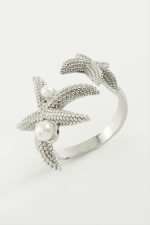 Deniz Yıldızı İnci Metal Yüzük-Gümüş Rengi - Görsel 2