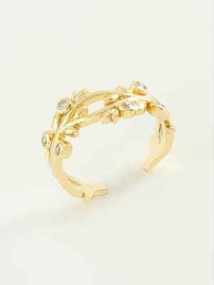 Ağaç Taşlı Metal Yüzük-Sarı