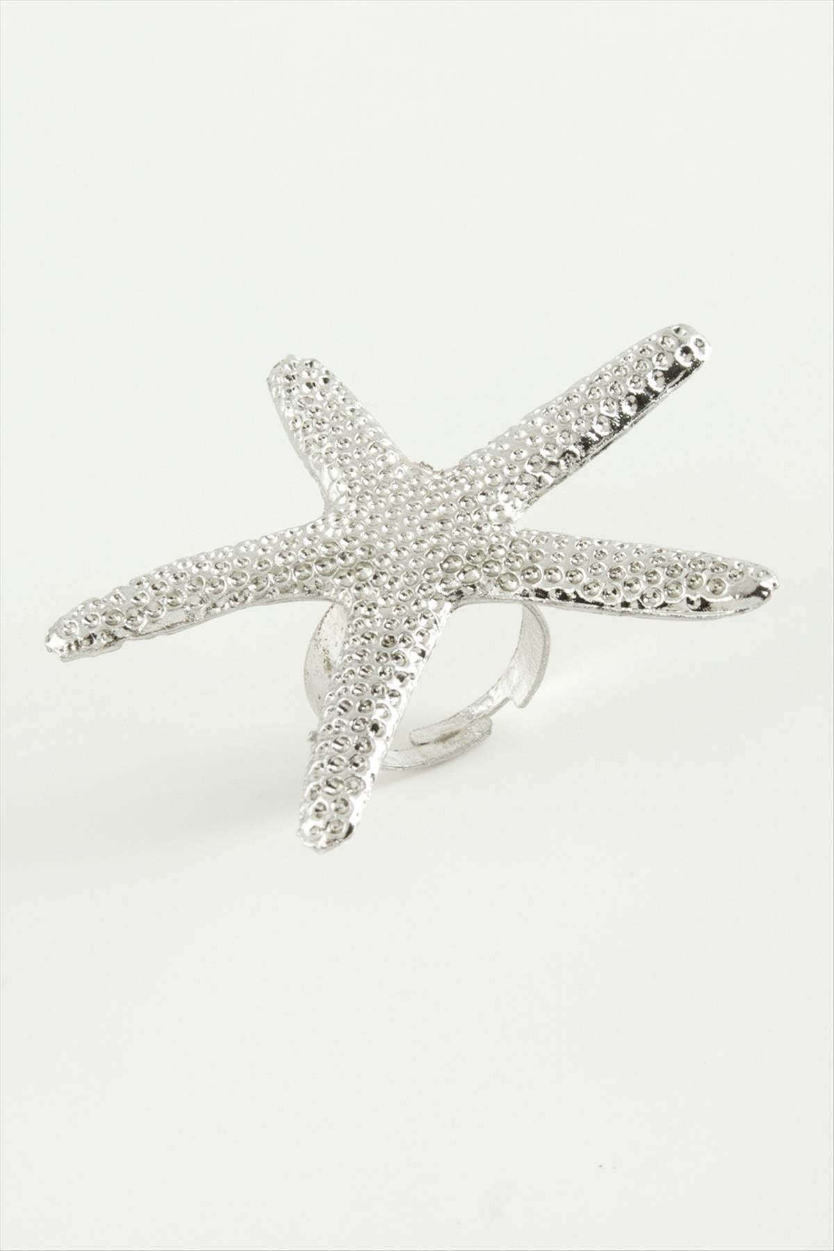 1209307_deniz-yildizi-metal-yuzuk-9c49f8.jpg Deniz Yıldızı Metal Yüzük-Gümüş Rengi - Görsel 2