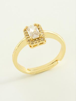 Baget Taşlı Yüzük-Gümüş Rengi