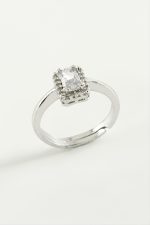 Baget Taşlı Yüzük-Gümüş Rengi - Görsel 2