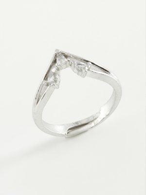 Ok Zirkon Taşlı Yüzük-Gümüş Rengi