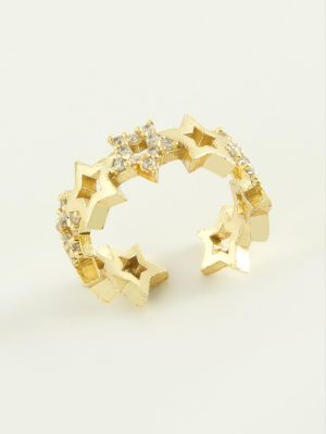 Yıldız Zirkon Taşlı Yüzük-Gümüş Rengi