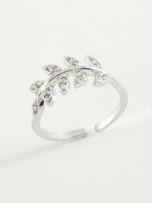 Yaprak Zirkon Taşlı Yüzük-Gümüş Rengi