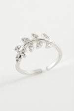 Yaprak Zirkon Taşlı Yüzük-Gümüş Rengi - Görsel 2