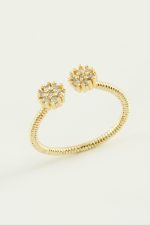 Çiçek Zirkon Taşlı Yüzük-Sarı - Görsel 2