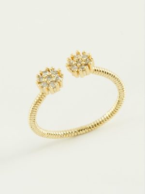 Çiçek Zirkon Taşlı Yüzük-Gümüş Rengi