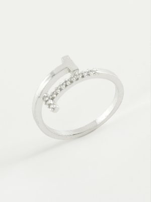 Çivi Zirkon Taşlı Yüzük-Gümüş Rengi