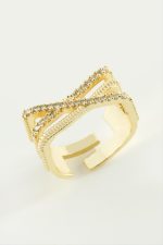 Üç Çizgili Zirkon Taşlı Yüzük-Sarı - Görsel 2