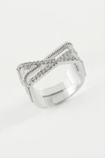 Üç Çizgili Zirkon Taşlı Yüzük-Gümüş Rengi - Görsel 2