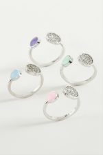 Yuvarlak Taşlı Mineli Eklem Yüzük-Gümüş Rengi - Görsel 3