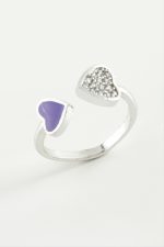 Kalp Taşlı Mineli Eklem Yüzük-Gümüş Rengi - Görsel 2