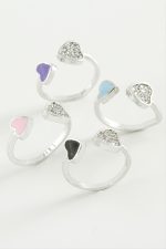 Kalp Taşlı Mineli Eklem Yüzük-Gümüş Rengi - Görsel 3