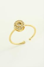 Yuvarlak Zirkon Taşlı Yüzük-Sarı