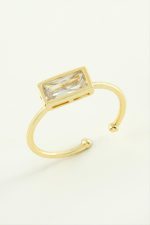 Dikdörtgen Zirkon Taşlı Yüzük-Sarı - Görsel 2