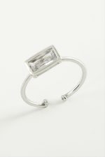 Dikdörtgen Zirkon Taşlı Yüzük-Gümüş Rengi - Görsel 2