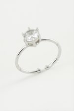 Zirkon Tektaşlı Yüzük-Gümüş Rengi - Görsel 2