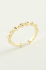 Yuvarlak Zirkon Taşlı Yüzük-Gümüş Rengi