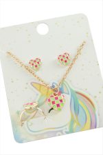 Kalp Mineli Set Kolye-Sarı - Görsel 2