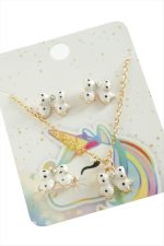 Fiyong Mineli Set Kolye-Pembe