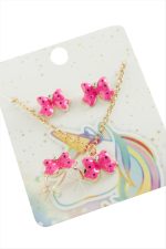 Fiyong Mineli Set Kolye-Pembe - Görsel 2