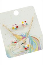 Papatya Mineli Set Kolye-Sarı - Görsel 2