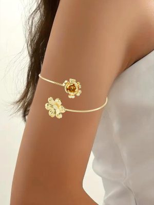 Gül Figürlü Üst Kol Pazu Bilekliği-Sarı