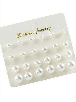 Kartlı İnci Küpe 24 Adet-Beyaz