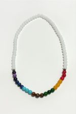 7li Doğaltaş Çakra Kolye-Beyaz