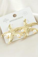 Deniz Yıldızı Metal İnci Küpe-Sarı - Görsel 2